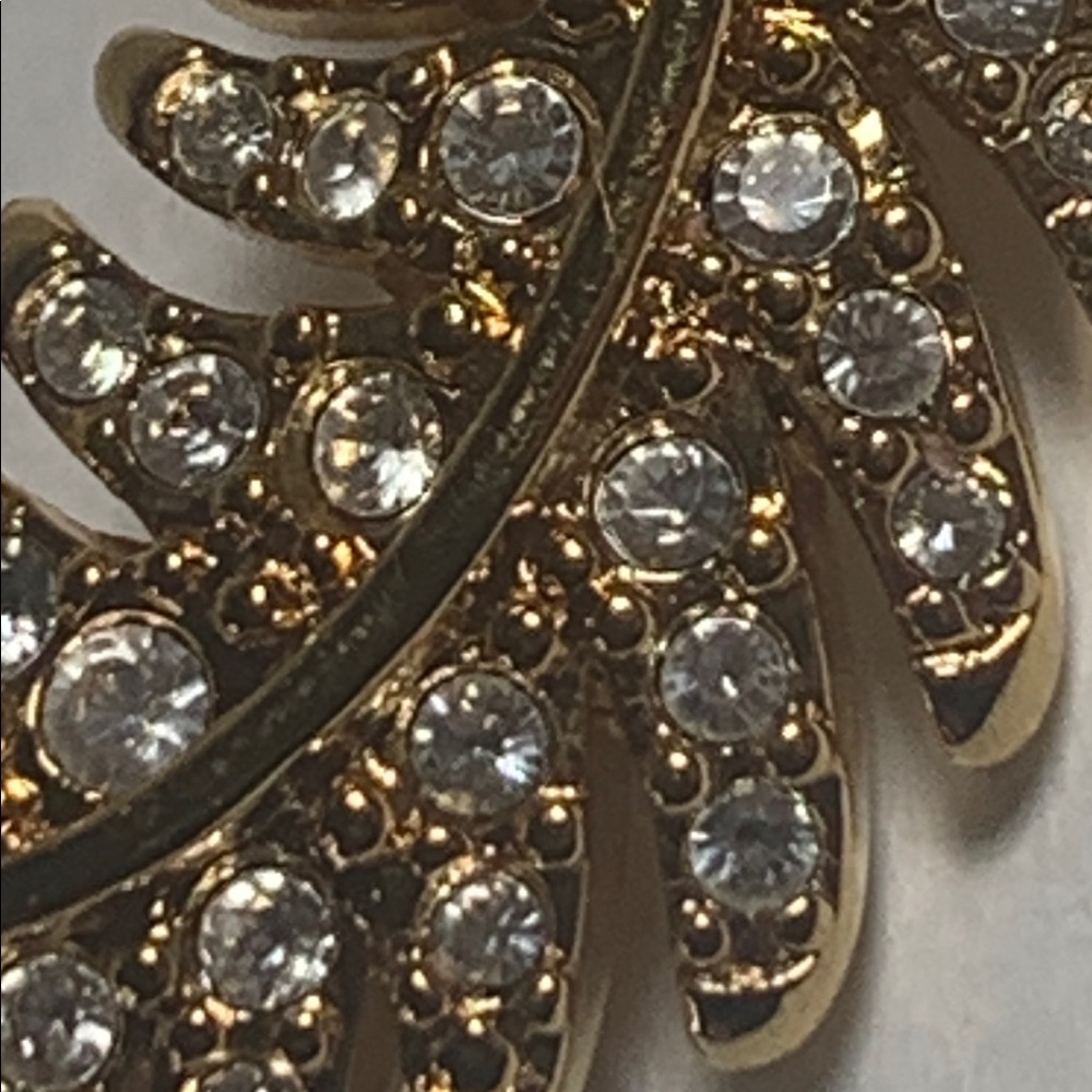 Swarovski Feather Brooch Pin Pave Crystals - Picture 2 of 6